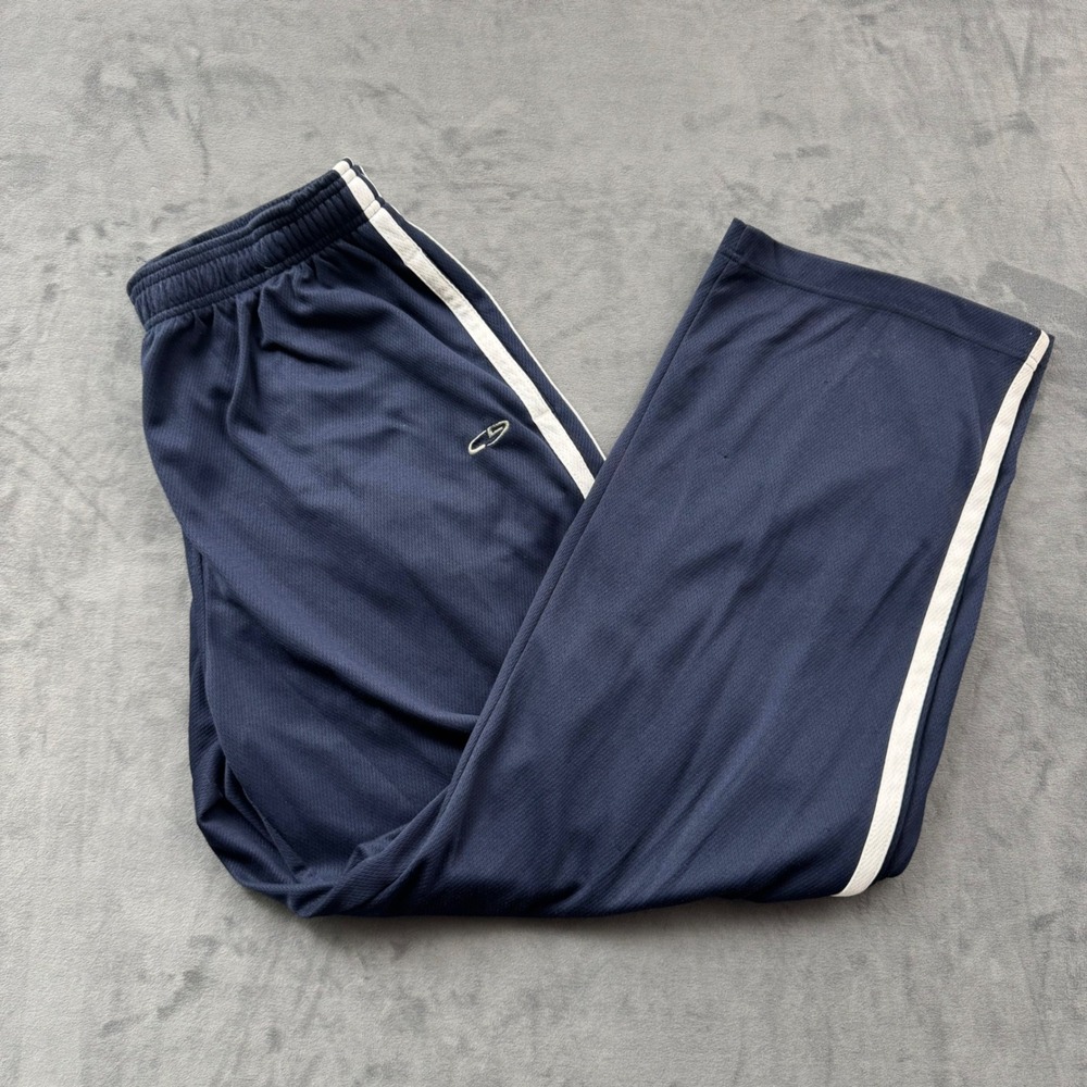 C9 by Champion Mens Navy Blue Duo Dry Mesh Track Pants White Side Stripe Large